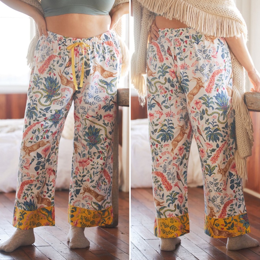 Anthropologie Kelly Louise Judd Forest Fable Flannel Pajama Pants Floral Small